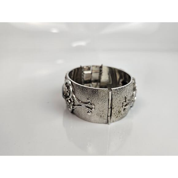 Vintage Whiting Davis Bracelet & Clip Earrings Faceted Hematite Silver Tone - Picture 5 of 13